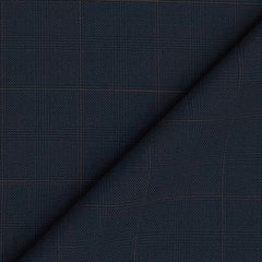 Trouser Fabric OCM Wool Blended Mild Broad Check Colour Prussian Blue