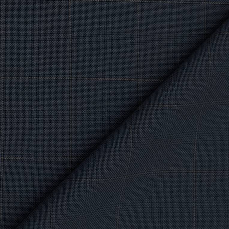 Trouser Fabric OCM Wool Blended Mild Broad Check Colour Prussian Blue