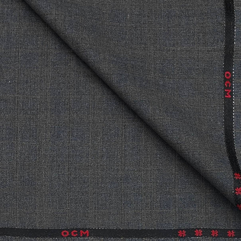 Trouser Fabric OCM Super 100s Wool Stretchable Blended Worsted Check Colour Lava Grey