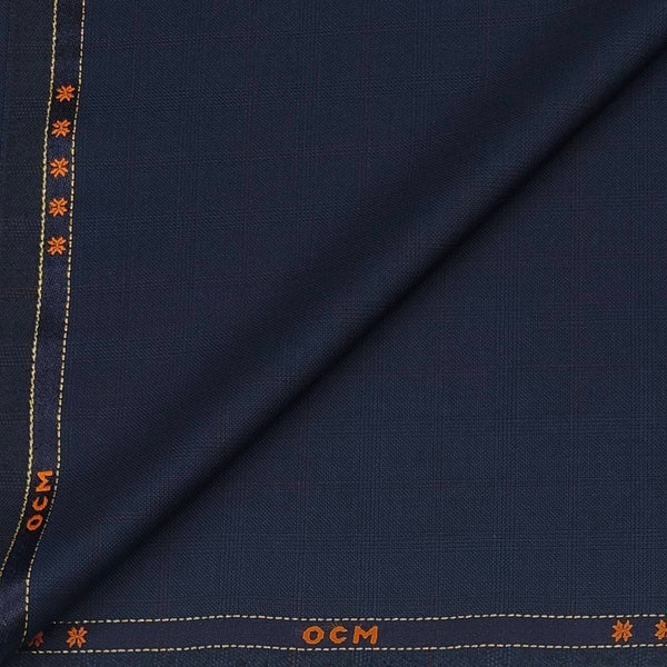 Trouser Fabric OCM Wool Blended Mild Broad Check Colour Neavy Blue