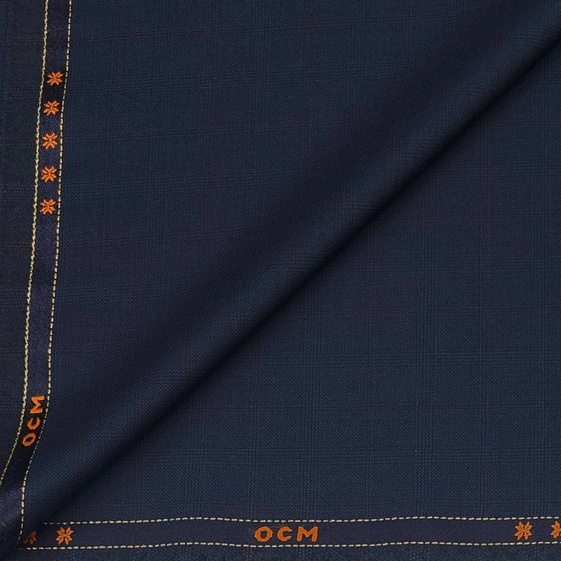 Trouser Fabric OCM Wool Blended Mild Broad Check Colour Neavy Blue