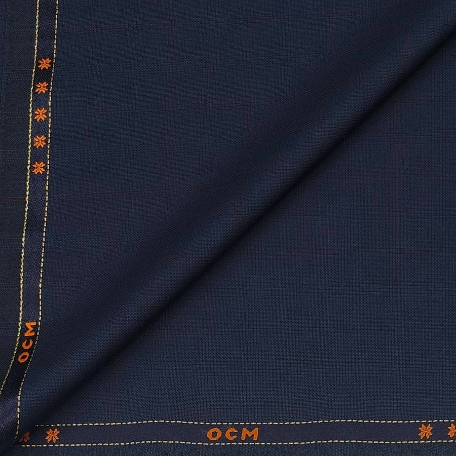 Trouser Fabric OCM Wool Blended Mild Broad Check Colour Neavy Blue