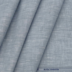 Shirt Fabric Raymond Pure Linen Plain Colour Satin Soft Blue