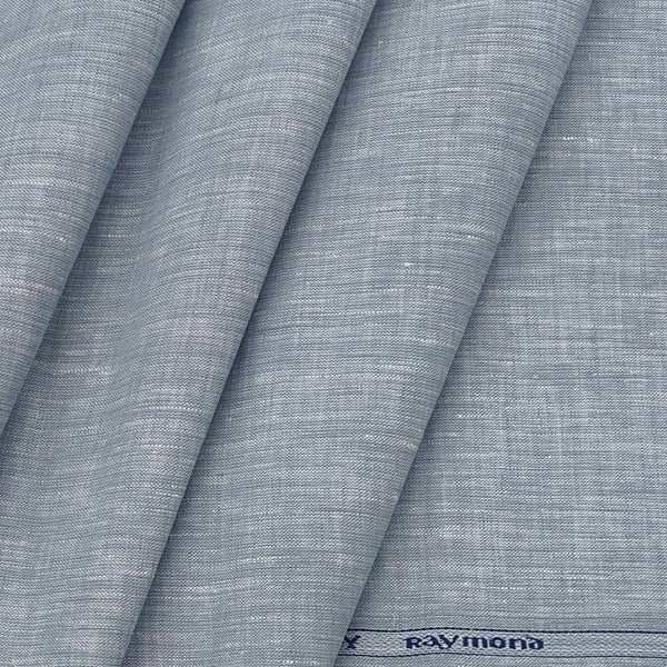 Shirt Fabric Raymond Pure Linen Plain Colour Satin Soft Blue
