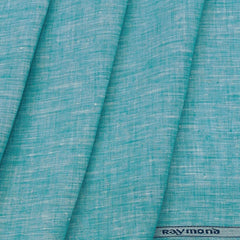 Shirt Fabric Raymond Pure Linen Plain Colour Firozi