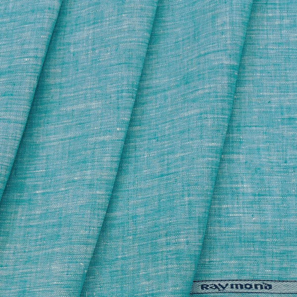Shirt Fabric Raymond Pure Linen Plain Colour Firozi