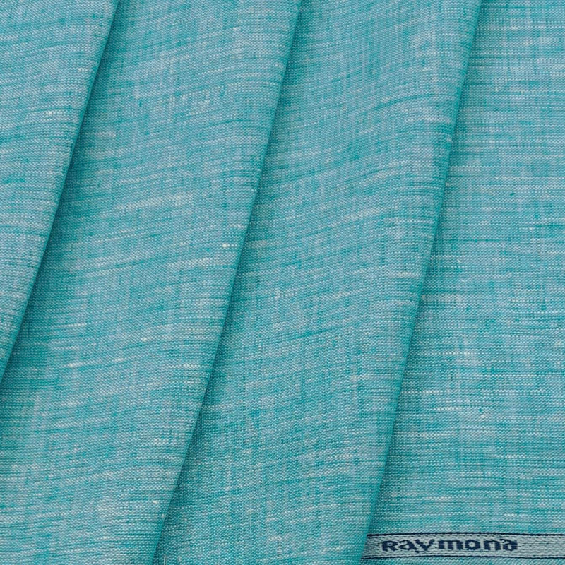 Shirt Fabric Raymond Pure Linen Plain Colour Firozi