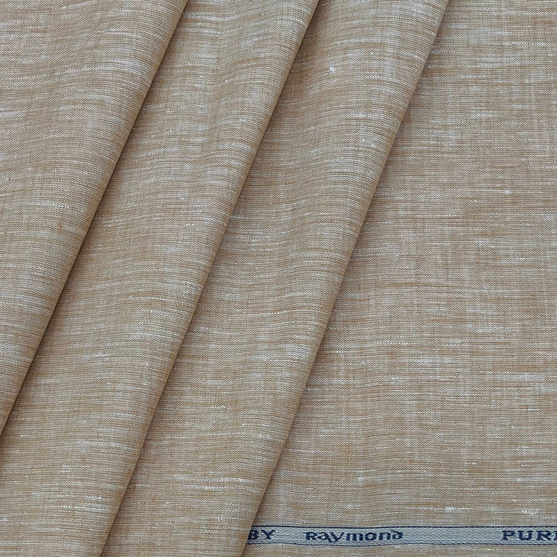 Shirt Fabric Raymond Pure Linen Plain Colour Light Brown