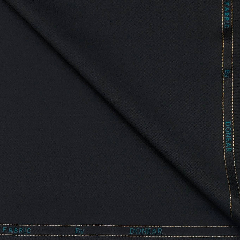 Trouser Fabric Donear Wool Blended Plain Colour Crow Black