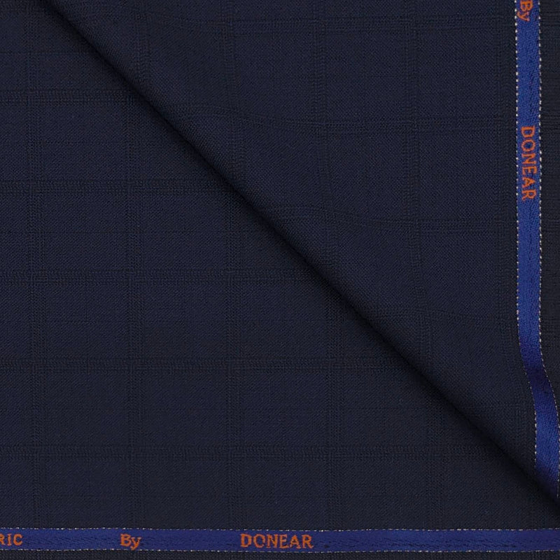 Trouser Fabric Donear Wool Blended Mild Broad Check Colour Berry Blue