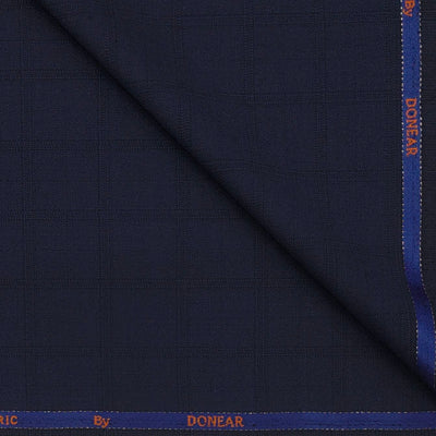 Trouser Fabric Donear Wool Blended Mild Broad Check Colour Berry Blue