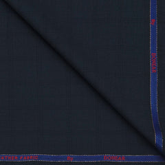 Trouser Fabric Donear Wool Blended Mild Broad Check Colour Dark Agean Blue