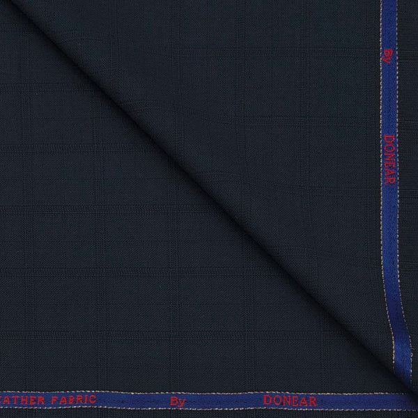 Trouser Fabric Donear Wool Blended Mild Broad Check Colour Dark Agean Blue