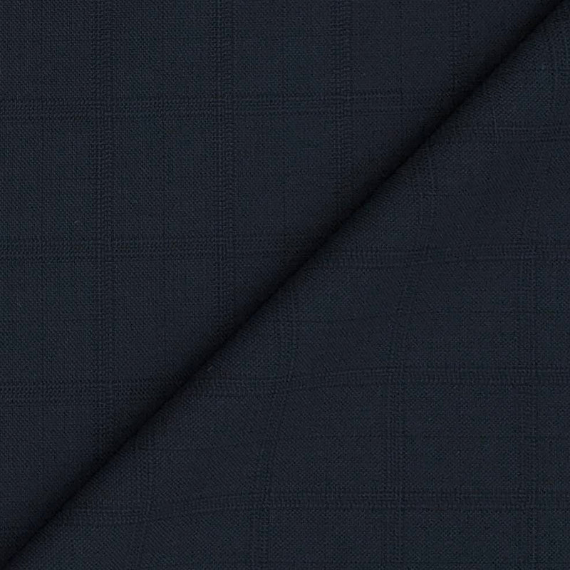 Trouser Fabric Donear Wool Blended Mild Broad Check Colour Dark Agean Blue