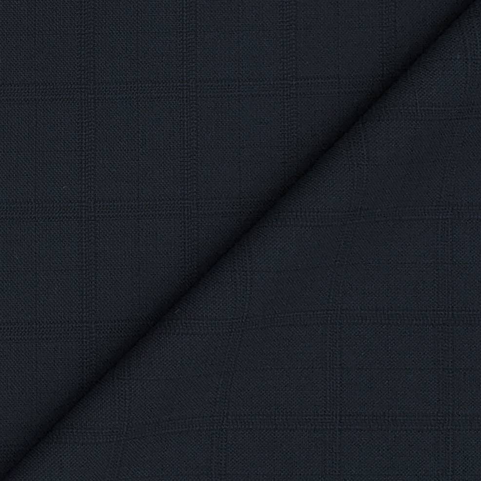 Trouser Fabric Donear Wool Blended Mild Broad Check Colour Dark Agean Blue