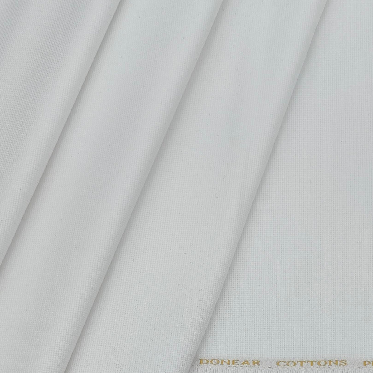 Trouser Fabric Donear Lycra Pure Cotton Textured Colour White