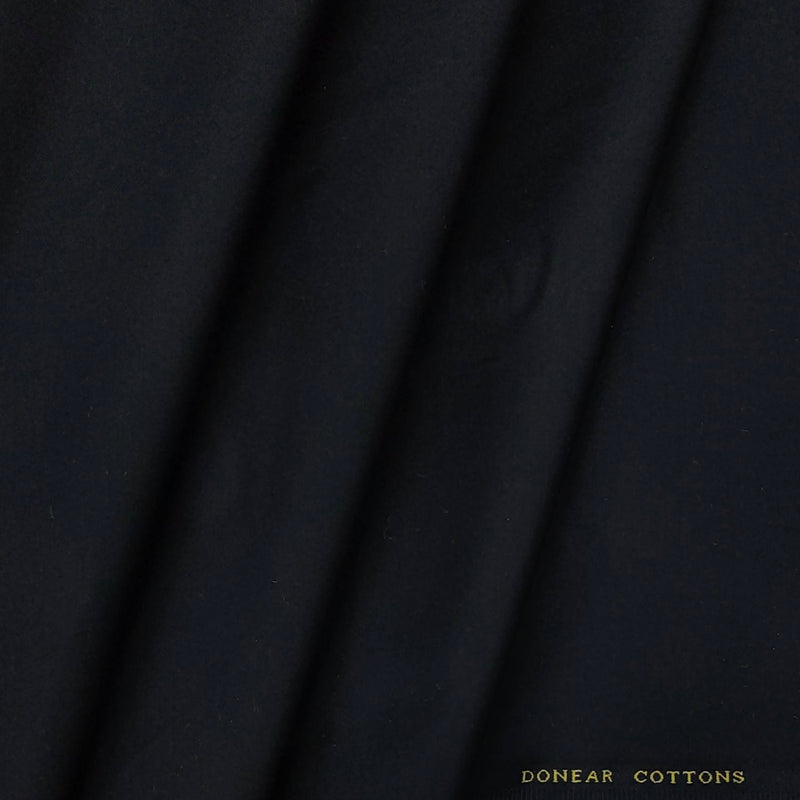 Trouser Fabric Donear LA Finish Lycra Pure Cotton Plain Colour Black