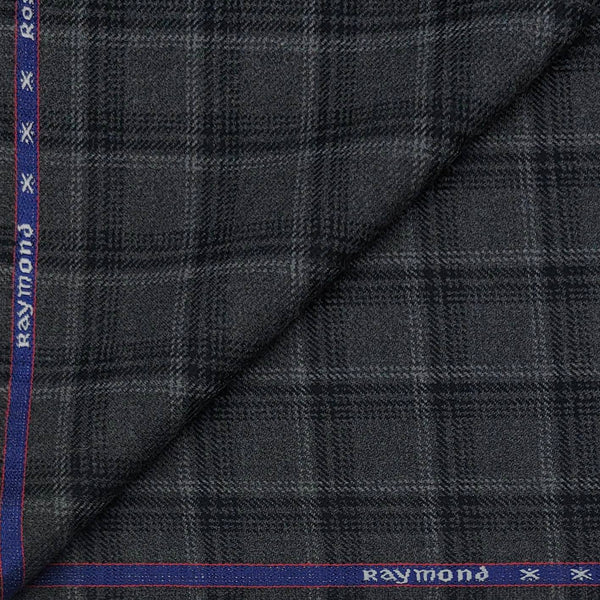 Tweed Blazer Fabric Raymond Wool Blended Broad Check Colour Grey