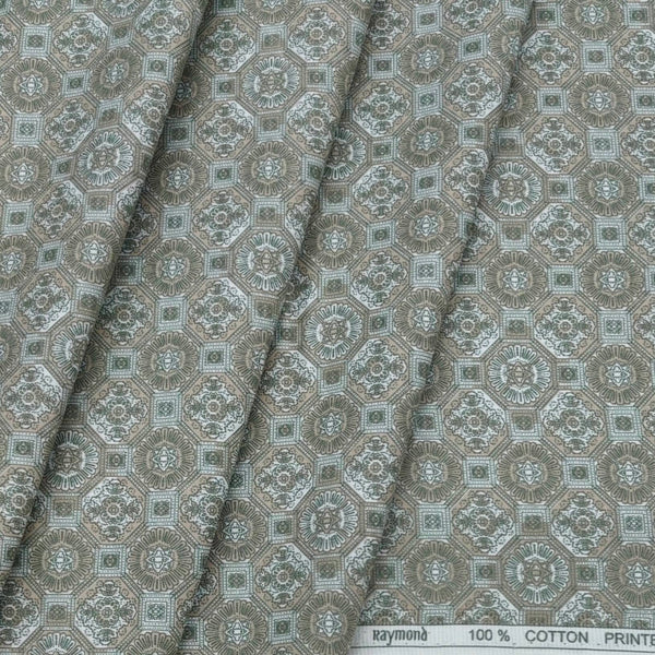 Shirt Fabric Raymond 100% Cotton Printed Colour Light Sea Green