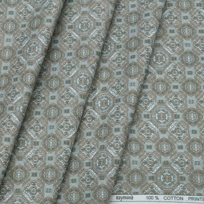 Shirt Fabric Raymond 100% Cotton Printed Colour Light Sea Green