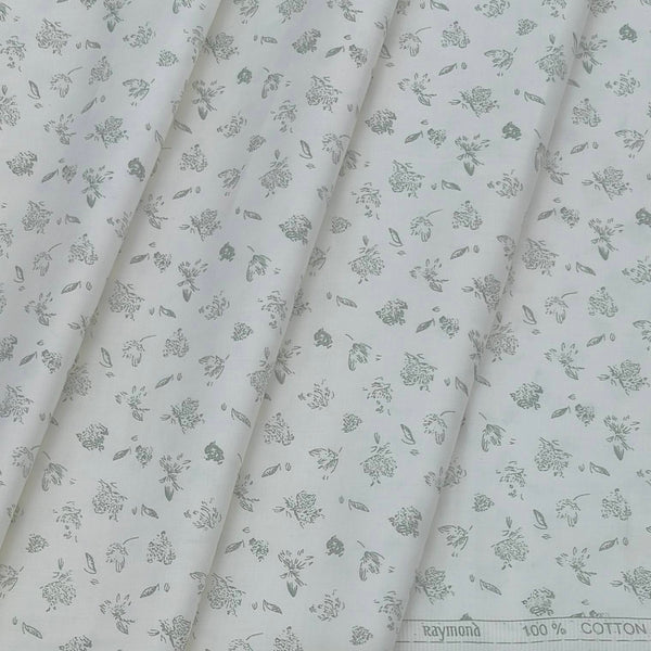 Shirt Fabric Raymond 100% Cotton Printed Colour Light GreenN White