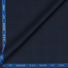 Trouser Fabric Raymond 70s Wool Blended Broad Check Colour Midnight Blue