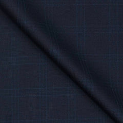 Trouser Fabric Raymond 70s Wool Blended Broad Check Colour Midnight Blue