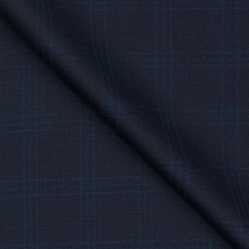 Trouser Fabric Raymond 70s Wool Blended Broad Check Colour Midnight Blue