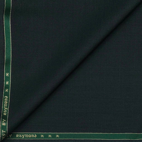 Suiting (1.70 mtr) Trouser Fabric Raymond Poly Viscose Mild Check Colour Jungle Green