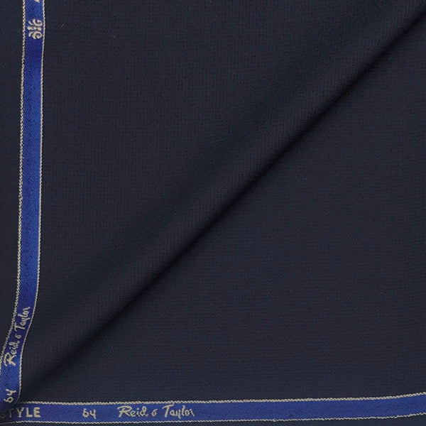 Suiting (1.60 Mtr) Reid N Taylor Super 100s Count Wool blended Dotted Colour Midnight Blue