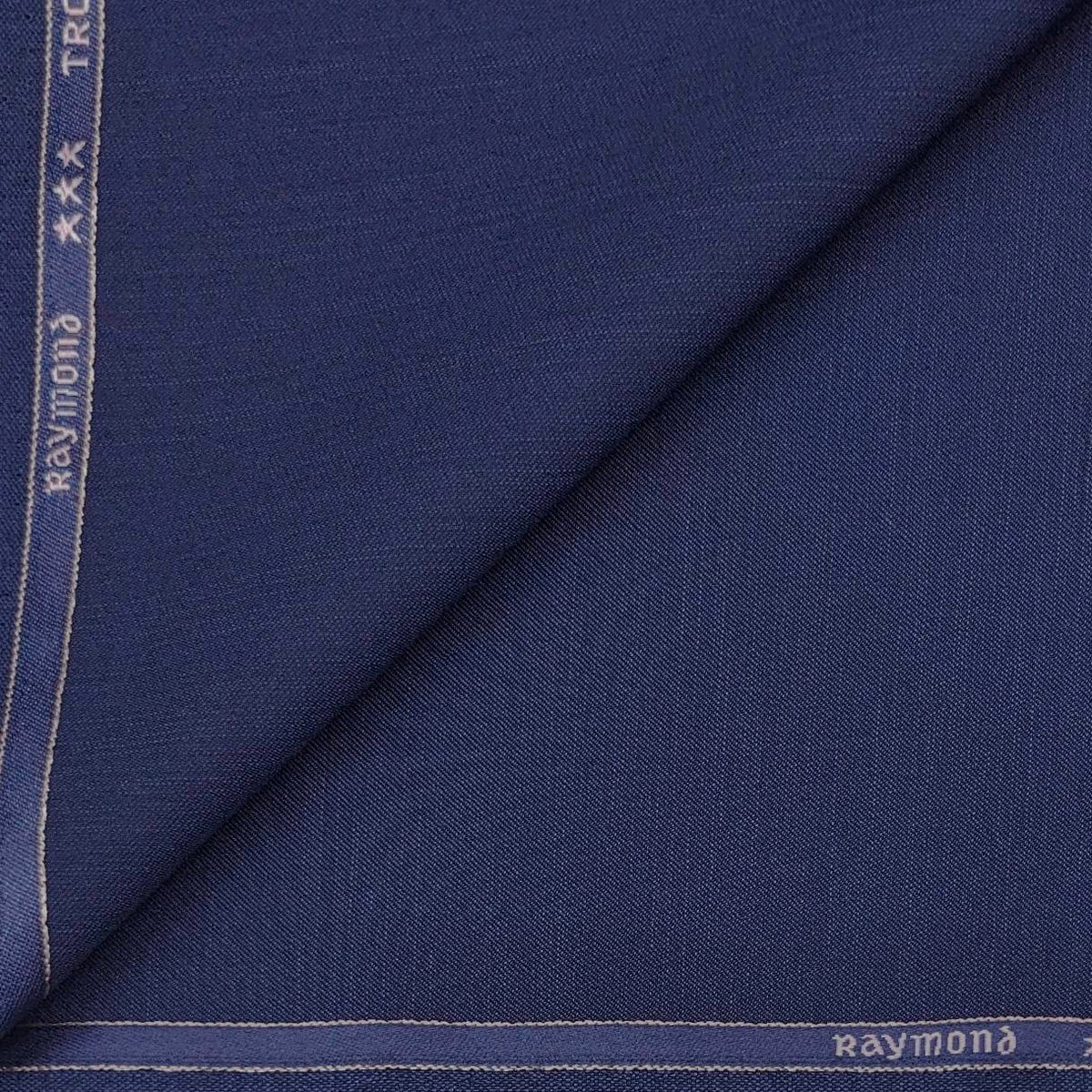 Large Length Trouser Fabric Rayond Poly Viscose Slub Plain Colour Blue