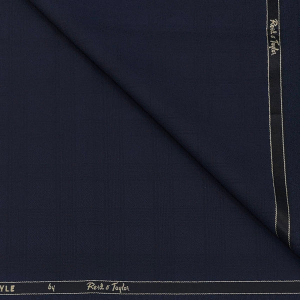Suit Fabric Reid N Taylor Super 100s Count Wool Blended Broad Check Color Space Blue