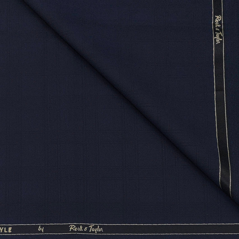 Suit Fabric Reid N Taylor Super 100s Count Wool Blended Broad Check Color Space Blue