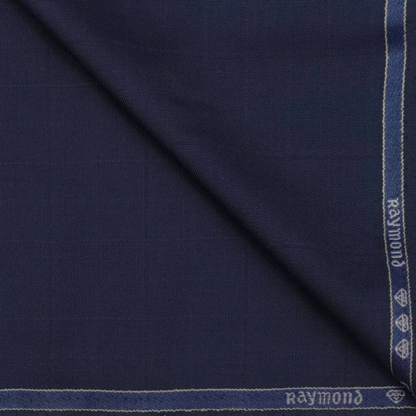 Trouser Fabric Raymond Poly Viscose Broad Check Colour Dark Blue