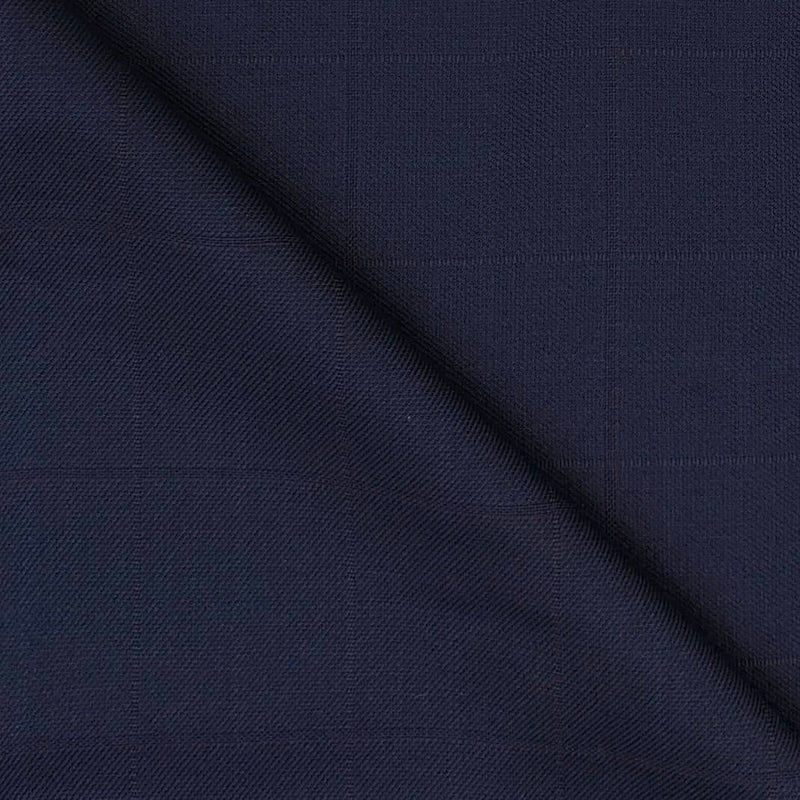 Trouser Fabric Raymond Poly Viscose Broad Check Colour Dark Blue