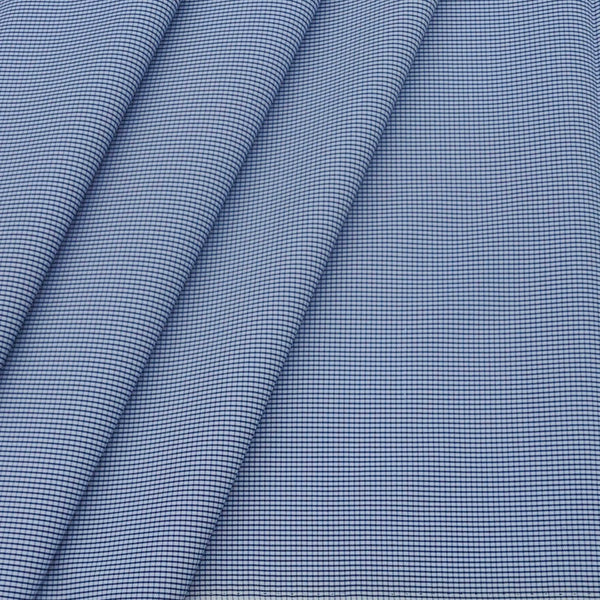 Shirt Fabric ManTire Poly Cotton Wrinkle Free Formal Pin Check Colour Star Blue