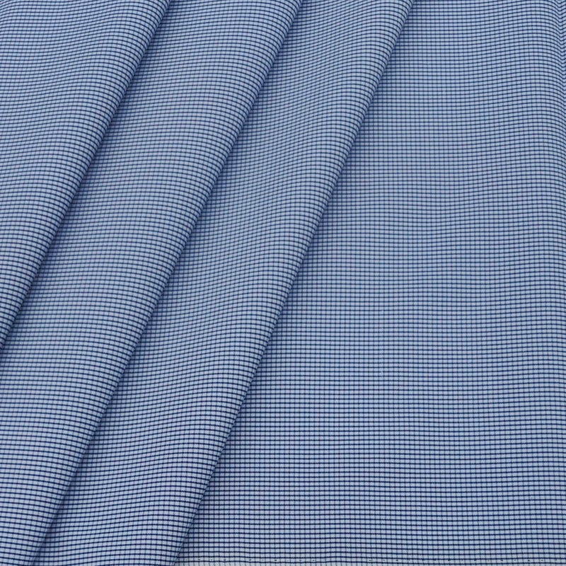 Shirt Fabric ManTire Poly Cotton Wrinkle Free Formal Pin Check Colour Star Blue