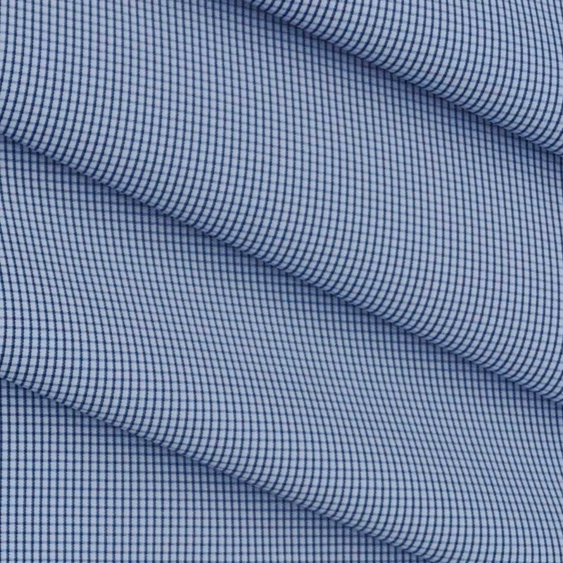 Shirt Fabric ManTire Poly Cotton Wrinkle Free Formal Pin Check Colour Star Blue