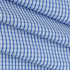Shirt Fabric ManTire Poly Cotton Wrinkle Free Formal Check Colour Royal Blue