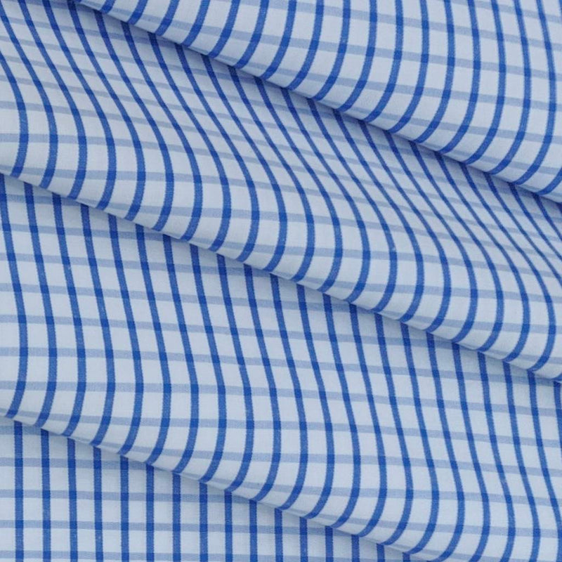 Shirt Fabric ManTire Poly Cotton Wrinkle Free Formal Check Colour Royal Blue