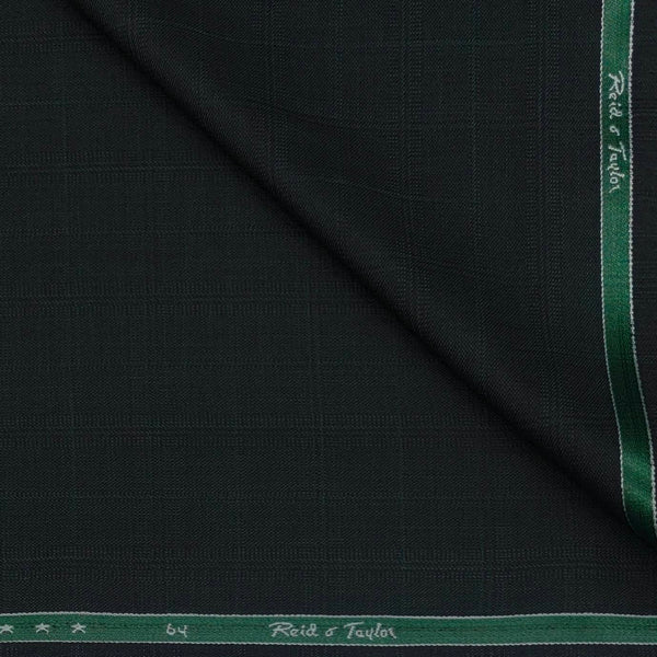 Trouser Fabric Reid & Taylor Polyester Viscose Mild Check Color Feldgrau Green