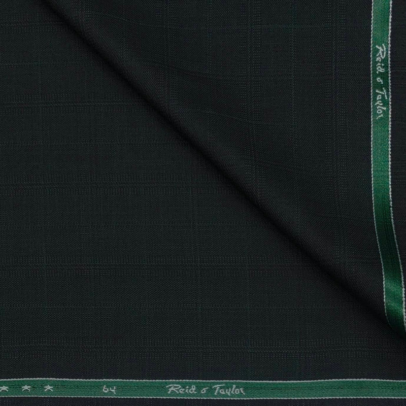 Trouser Fabric Reid & Taylor Polyester Viscose Mild Check Color Feldgrau Green