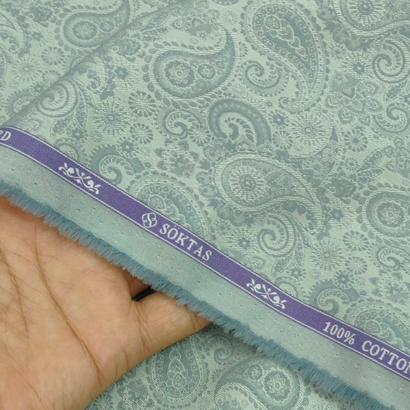 Shirt Fabric Soktas 100% Cotton Jacquard Colour Viridian Green