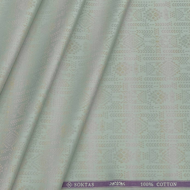 Shirt Fabric Soktas 100% Cotton Jacquard Colour Swamp Green N Light Pink