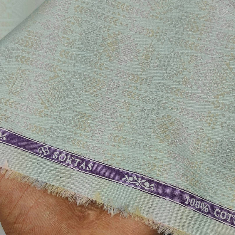Shirt Fabric Soktas 100% Cotton Jacquard Colour Swamp Green N Light Pink