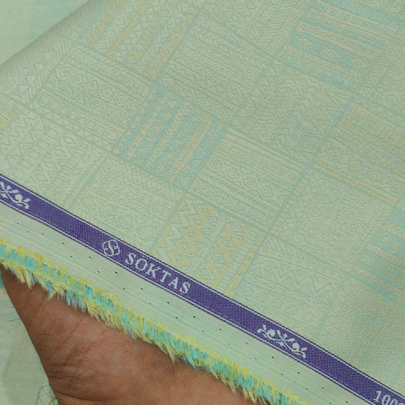 Shirt Fabric Soktas 100% Cotton Jacquard Colour Tea Green