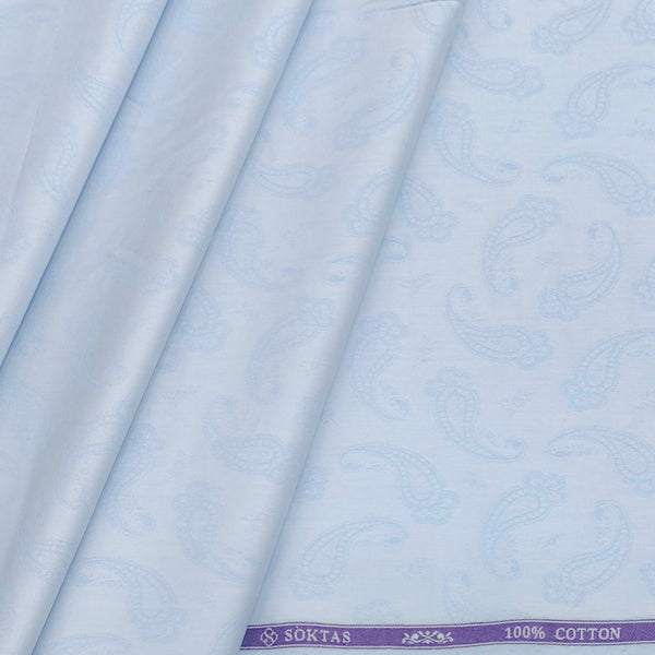 Shirt Fabric Soktas 100% Cotton Jacquard Colour Bright Blue