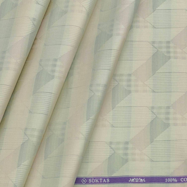 Shirt Fabric Soktas 100% Cotton Jacquard Colour Light Beige N Light Green
