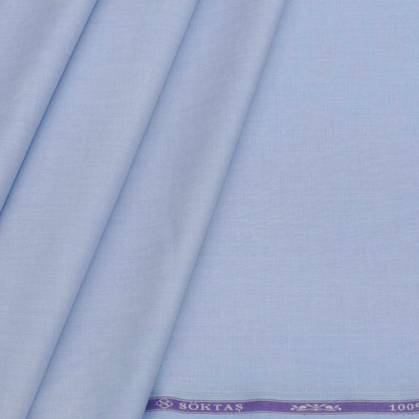 Soktas Men's Finest 60s Giza Cotton FIll a Fill Light Plain Shirt fabric Colour Cornflower Blue
