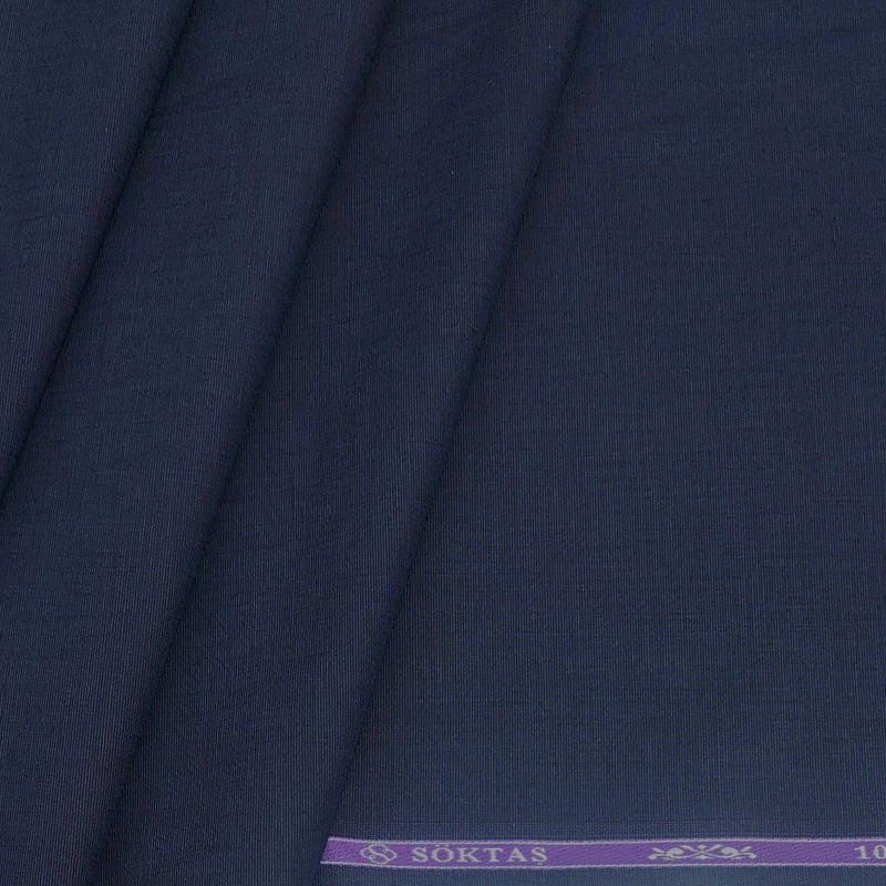 Soktas Men's Finest 60s Giza Cotton FIll a Fill Light Plain Shirt fabric Colour Midnight Blue